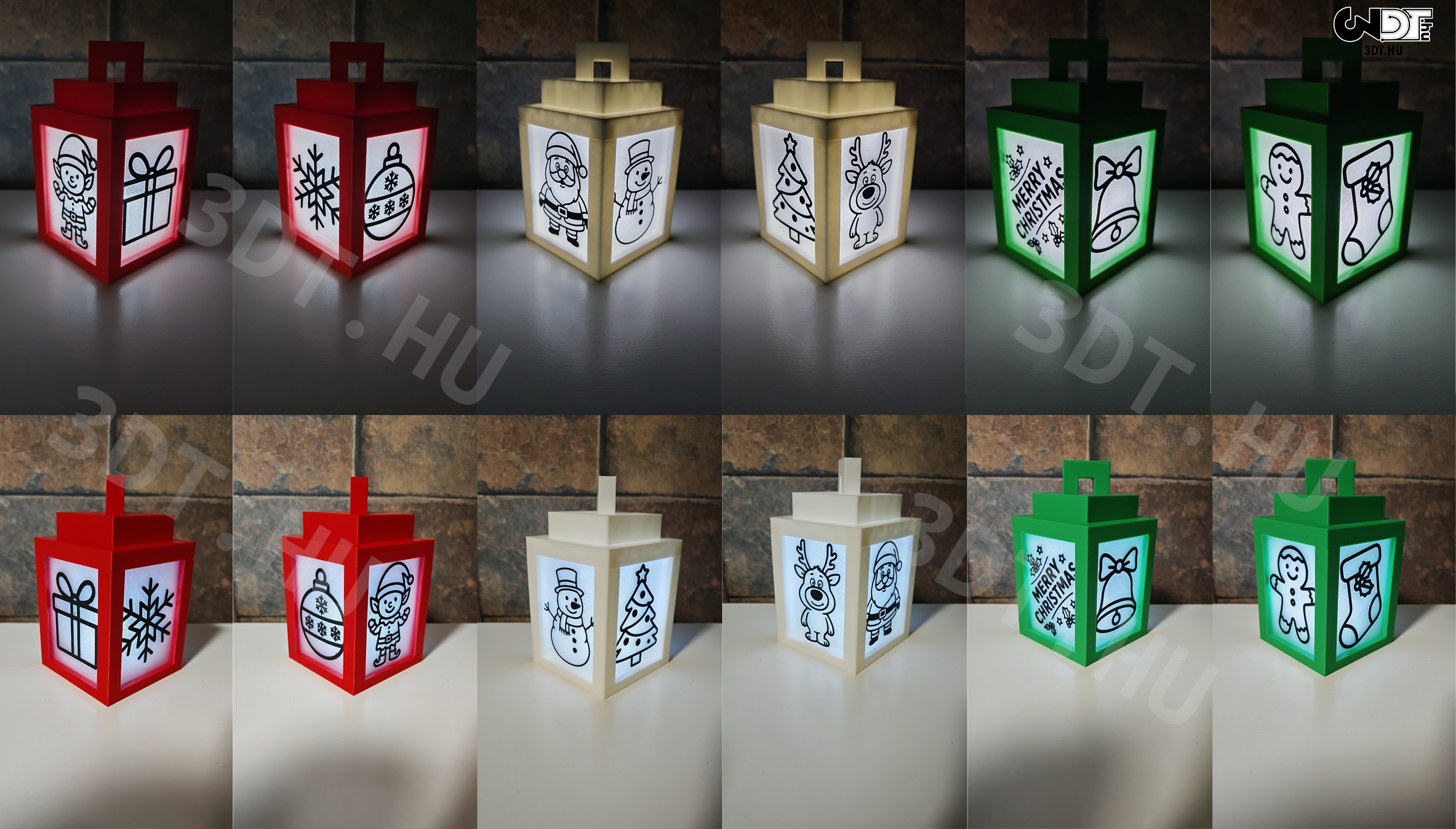 3D nyomtatott karácsonyi mécses LED világítással